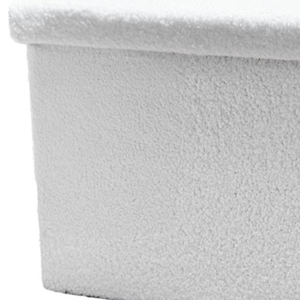 30" White Boucle Storage Ottoman