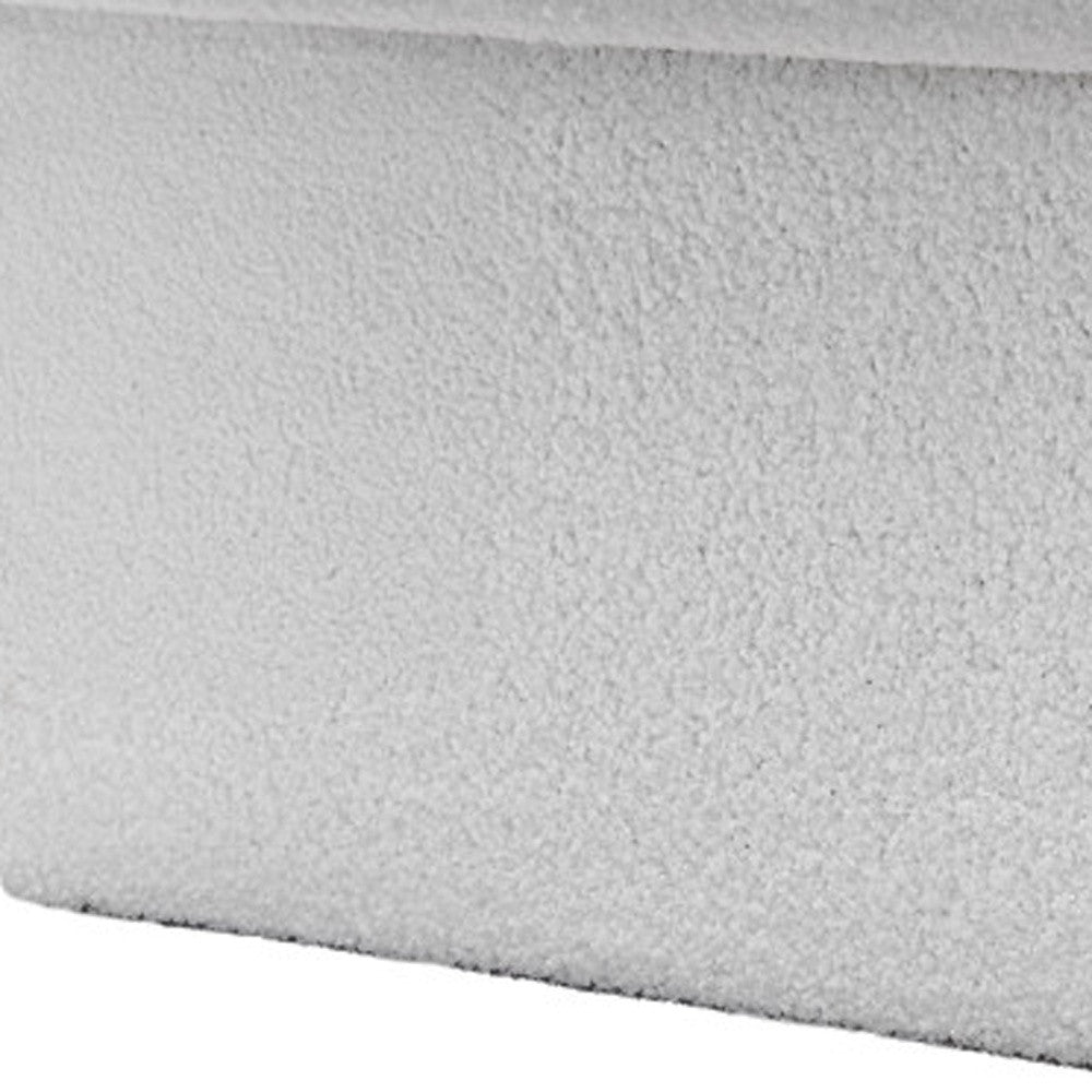 30" White Boucle Storage Ottoman