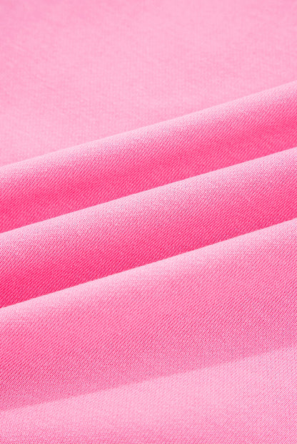 Pink Big Bow Lace Embroidered Dolman Sleeve Slit Plus Size Sweatshirt