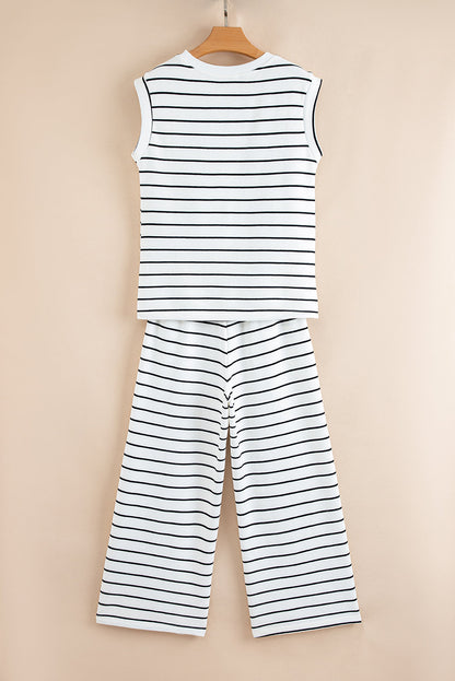 Avery Stripe Casual Wide Leg 2pcs