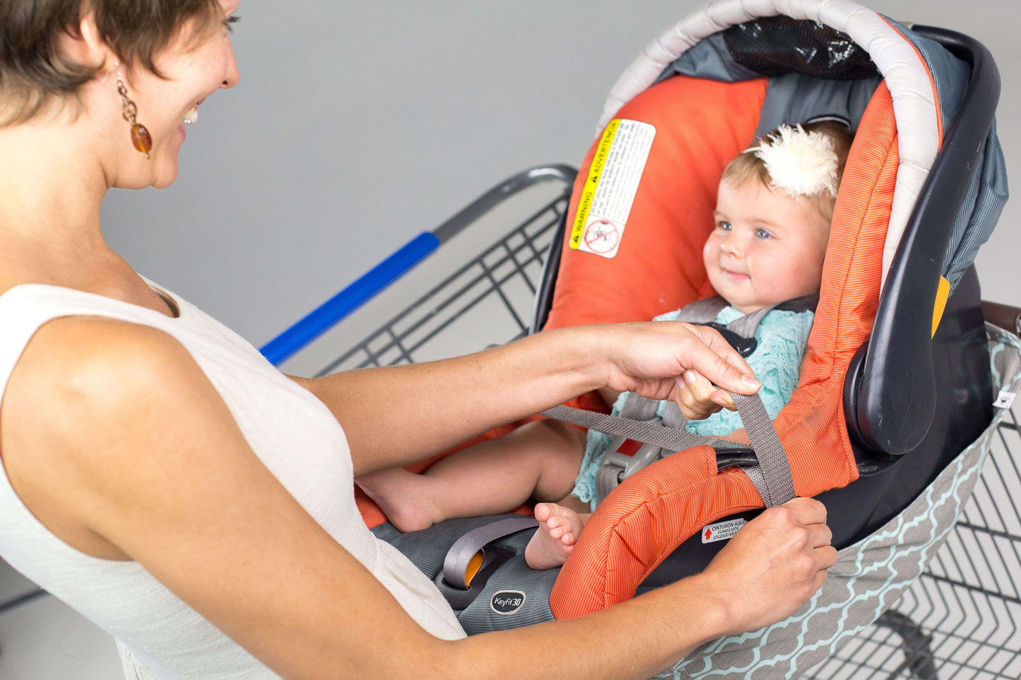 Baby Shopping Cart Hammock | Gray/Aqua Binxy Baby