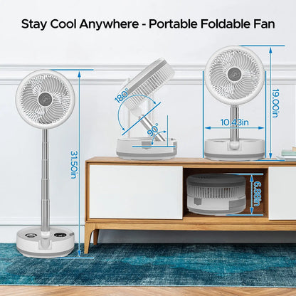Neofeel Portable Oscillating Standing Fan, 40000mAh Rechargeable Battery Operated Fan with Remote/Timer, RGB Lighting Fan, Pedestal Floor Fan for Bedroom Party Camping (White, 40000mAh) - Get it from Bo
