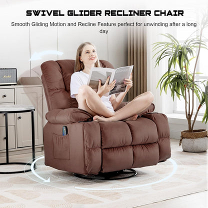 Brown Heated Massage Recliner With Ergonomic Support ShipItFurniture