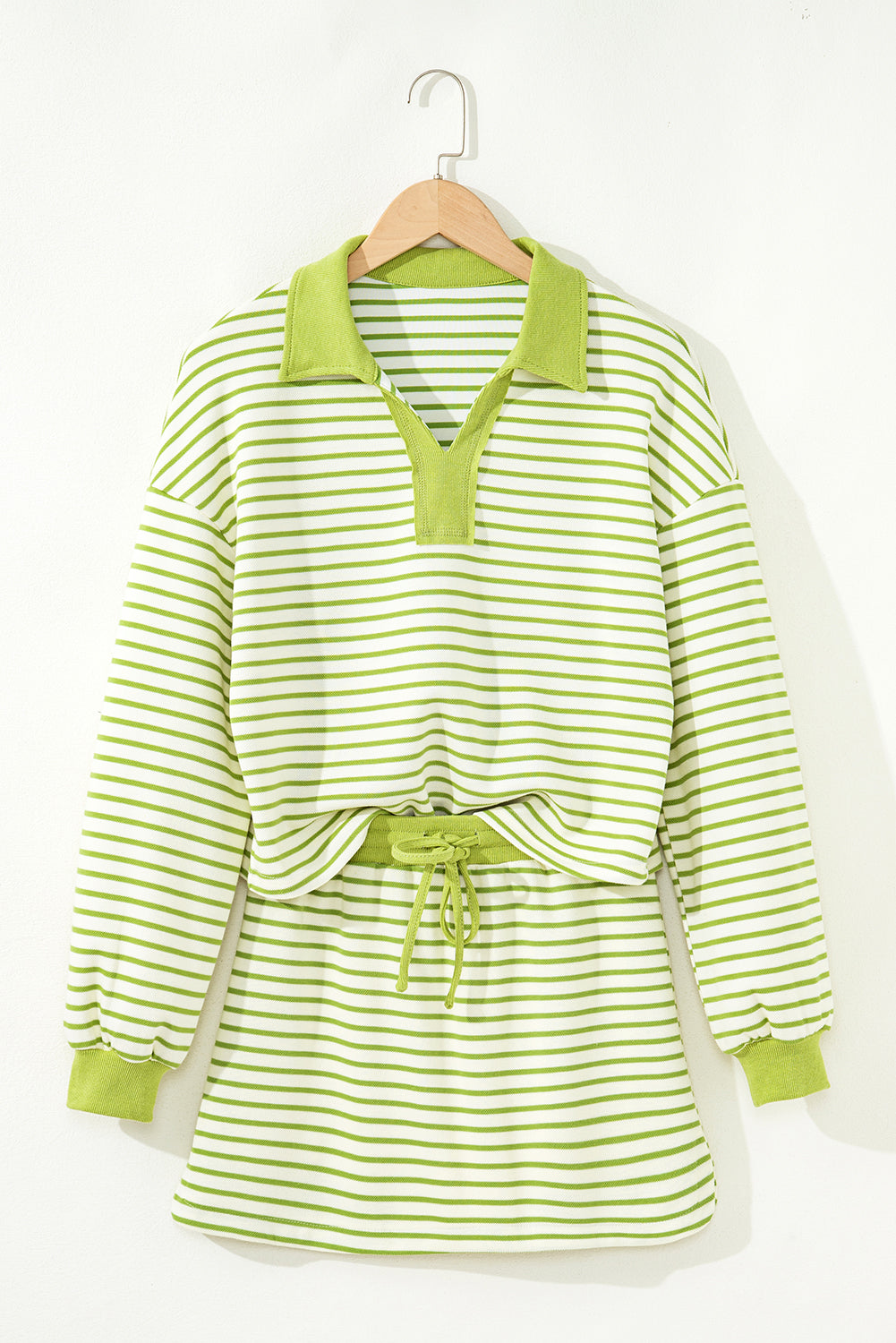Juniper Stripe Collared Pullover and Skort Outfit Threaded Pear