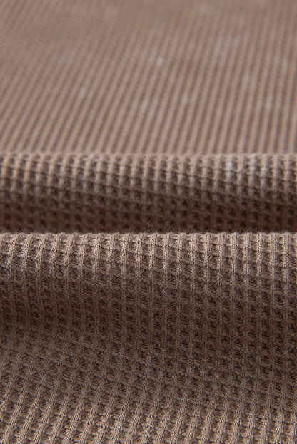 Zahra Waffle Knit Neckline Long Sleeve Top