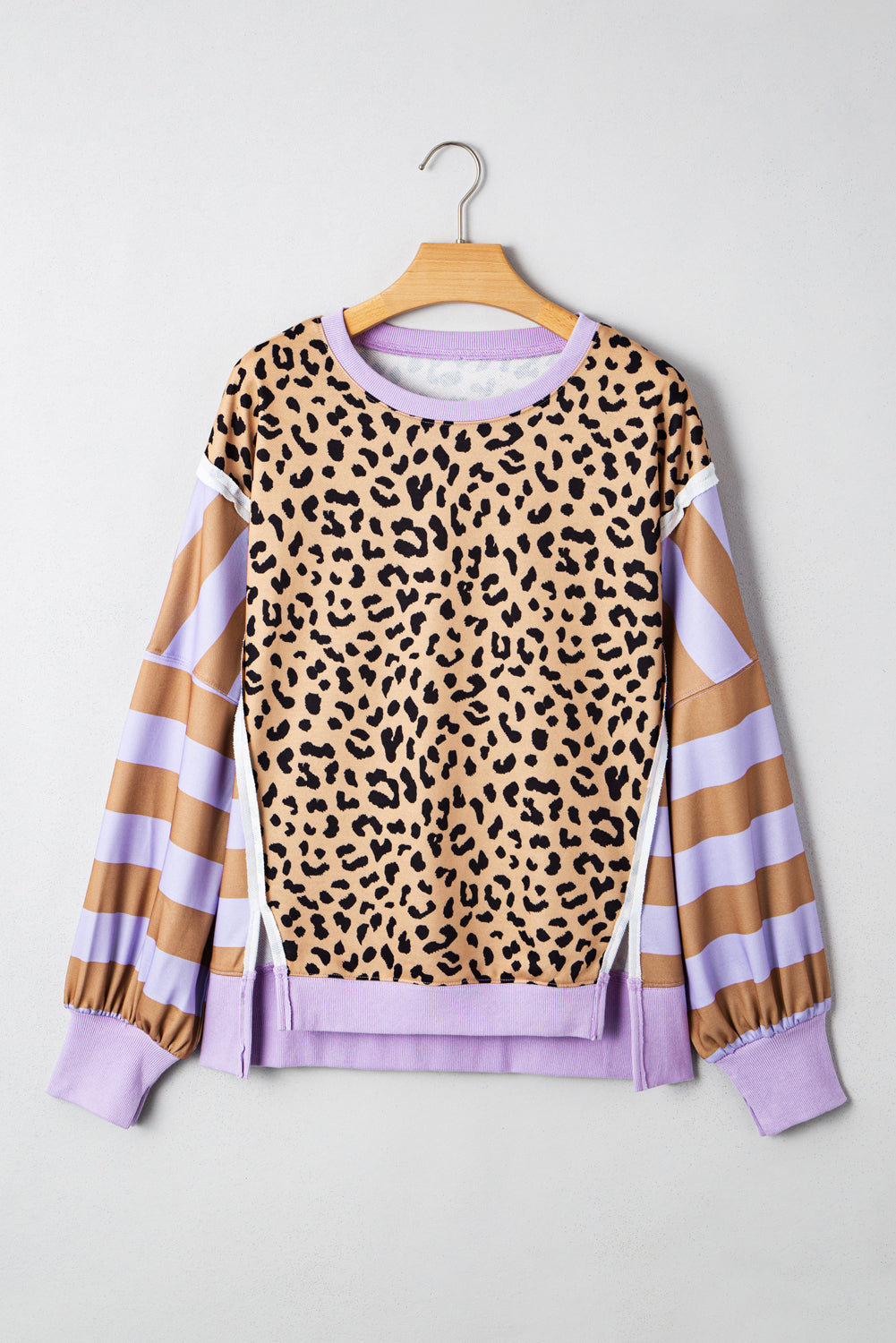 Olivia Stripe Leopard Casual Sweatshirt
