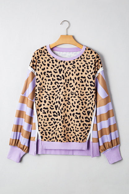 Olivia Stripe Leopard Casual Sweatshirt