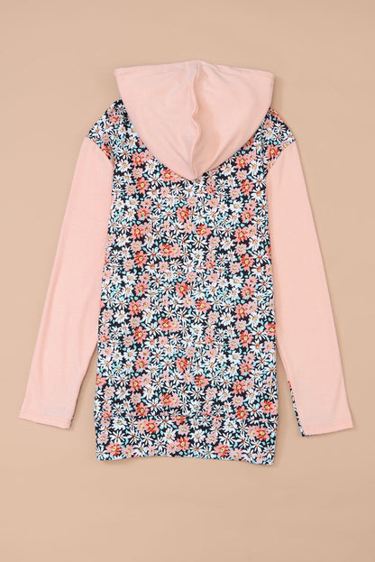 Gemma Floral Half Zip Kangaroo Pocket Hoodie