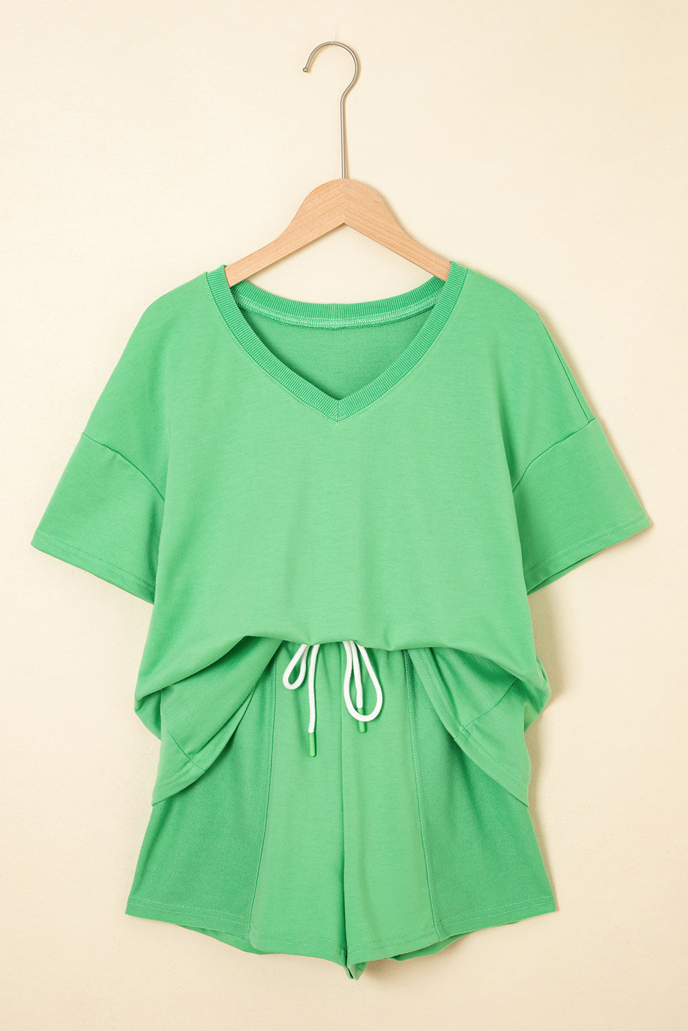 Avery Top and Patchwork Drawstring Shorts Set Threaded Pear