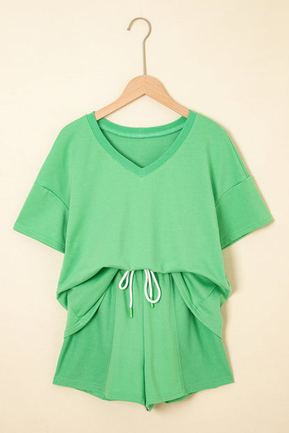 Avery Top and Patchwork Drawstring Shorts Set