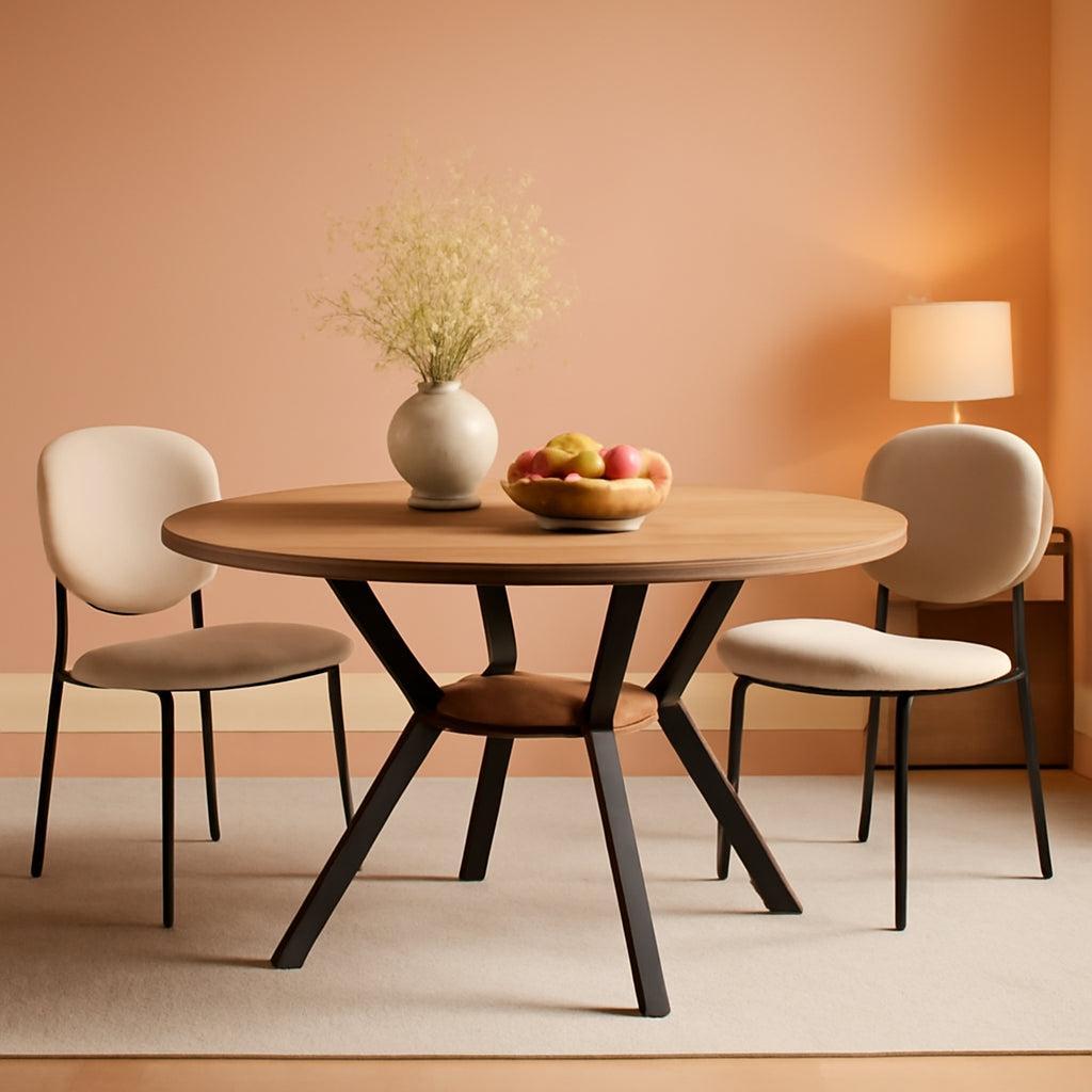 42 Inch Round Farmhouse Dining Table With Compact Storage ShipItFurniture