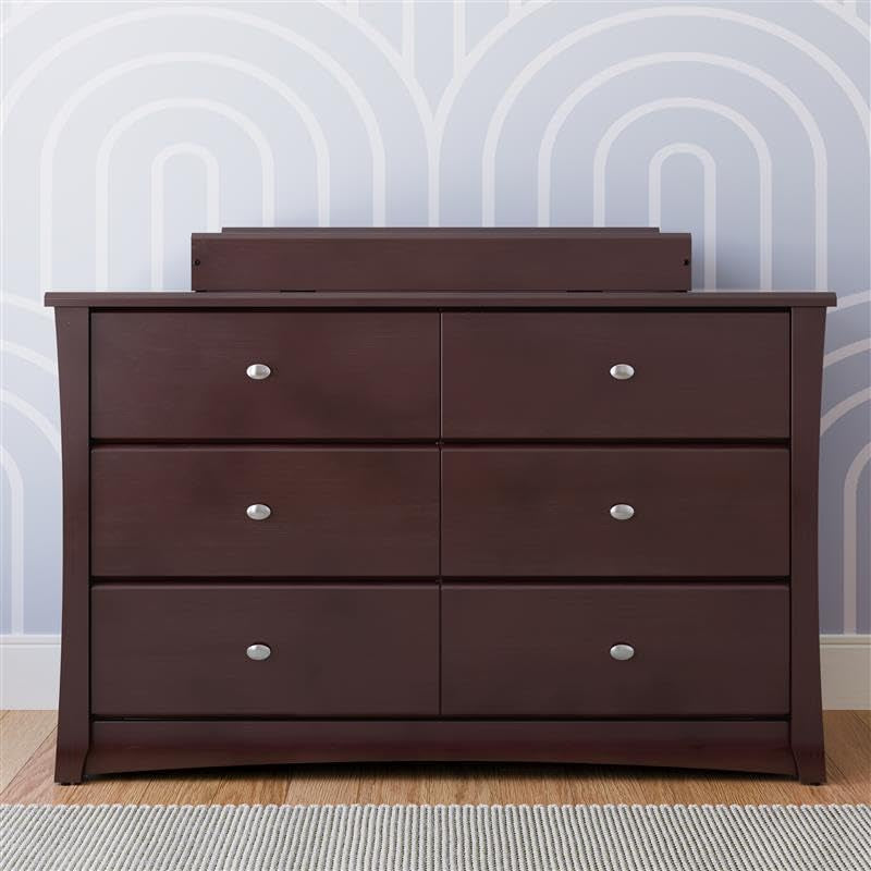 Crescent 6 Drawer Double Dresser (Espresso) – GREENGUARD Gold Certified, Dresser for Nursery, 6 Drawer Dresser, Kids Dresser, Nursery Dresser Drawer Organizer, Chest of Drawers ShipItFurniture