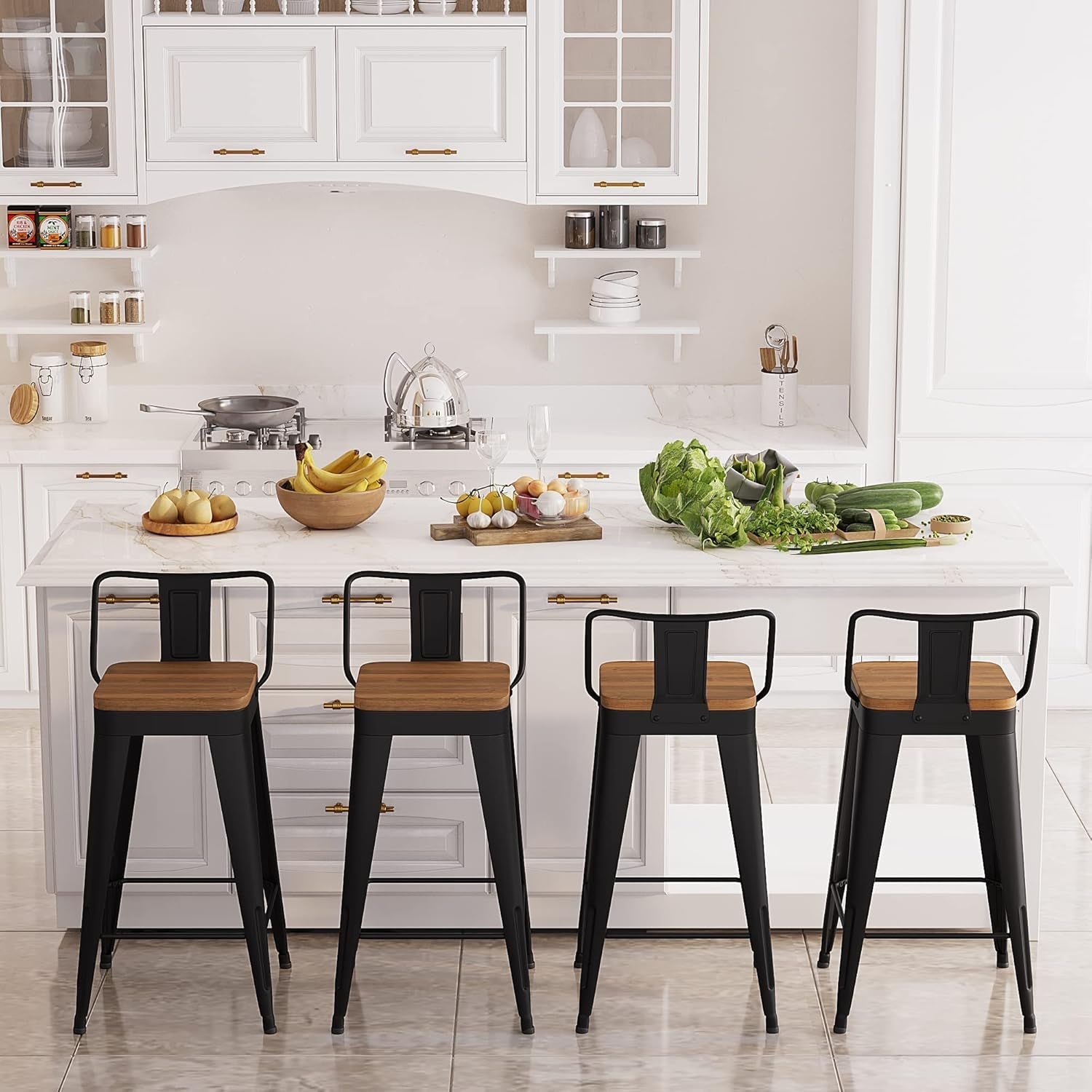 Modern Stackable Metal Bar Stools Set of Four ShipItFurniture