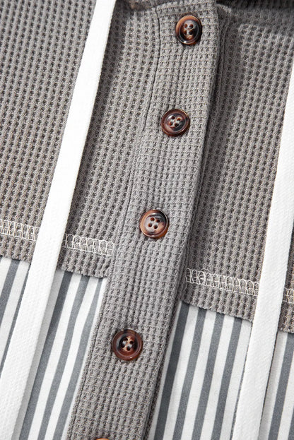 Taytum Patchwork Drawstring Hooded Long Sleeve Top