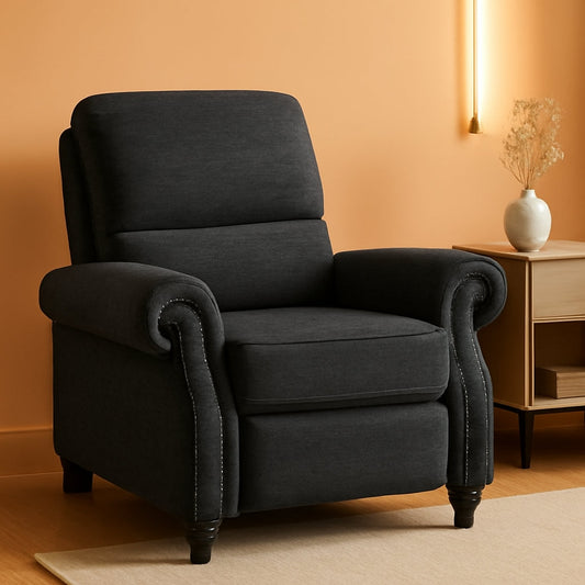 Pushback Recliner Chair Grey With Adjustable Recline ShipItFurniture