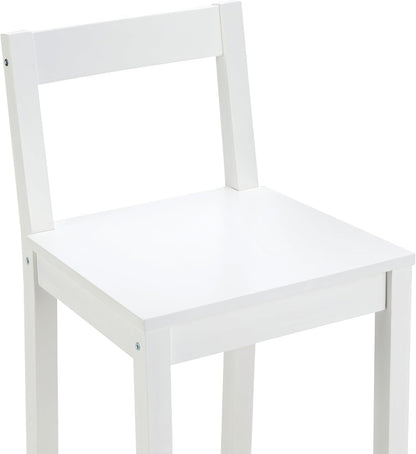 White Wooden Bar Stool With Backrest, Counter Height ShipItFurniture