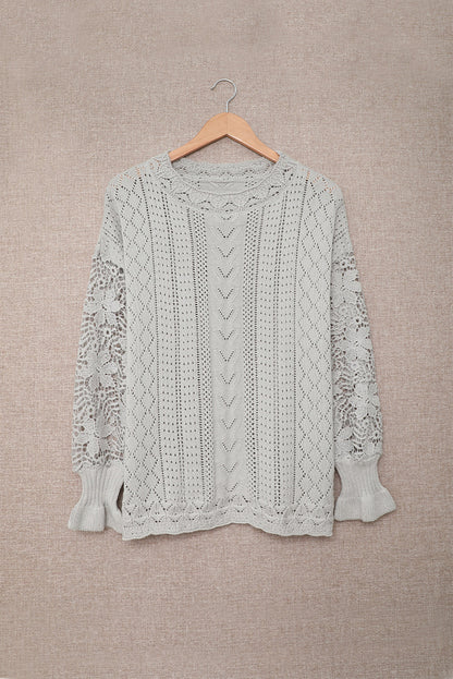 Scarlett Lace Pointelle Knit Sweater