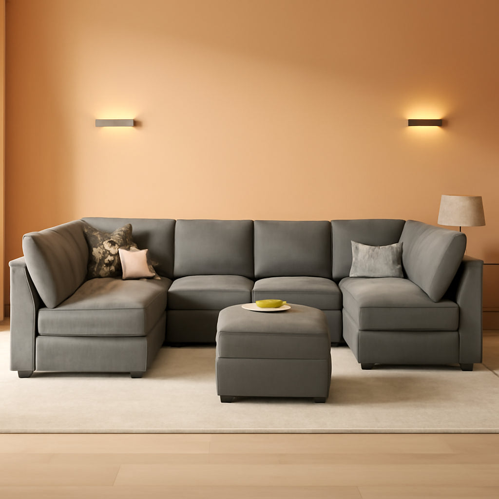 Oversized Modular U Shaped Sectional Sofa With Storage ShipItFurniture