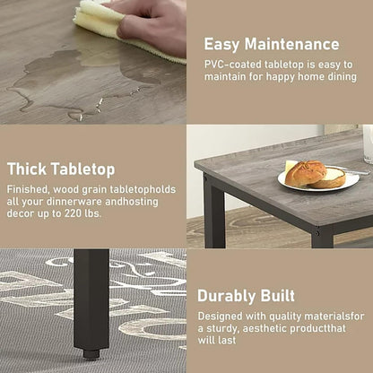 Dining Table Set for 4, Kitchen Room Table Set with 2 Benches, 3-Piece Dining Chairs Set for Breakfast Nook, Grey ShipItFurniture