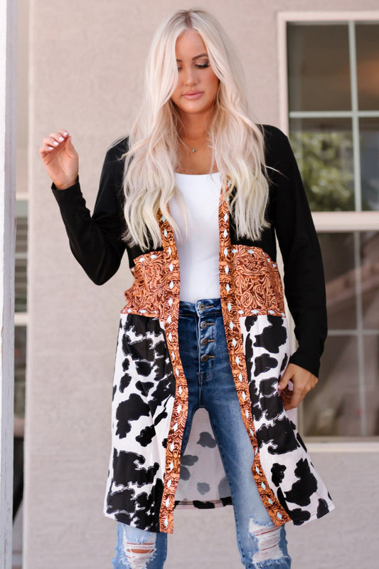 Madison Patchwork Open Front Cardigan