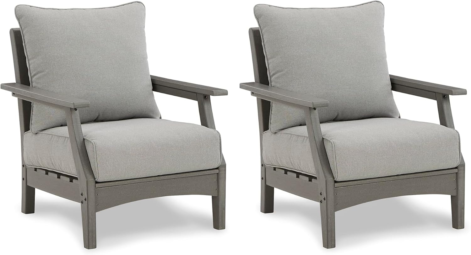Cushioned Outdoor Lounge Chairs Set of Two Gray ShipItFurniture