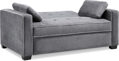 Ainsley Loveseat With Pull Out Sleeper Microfiber Charcoal ShipItFurniture