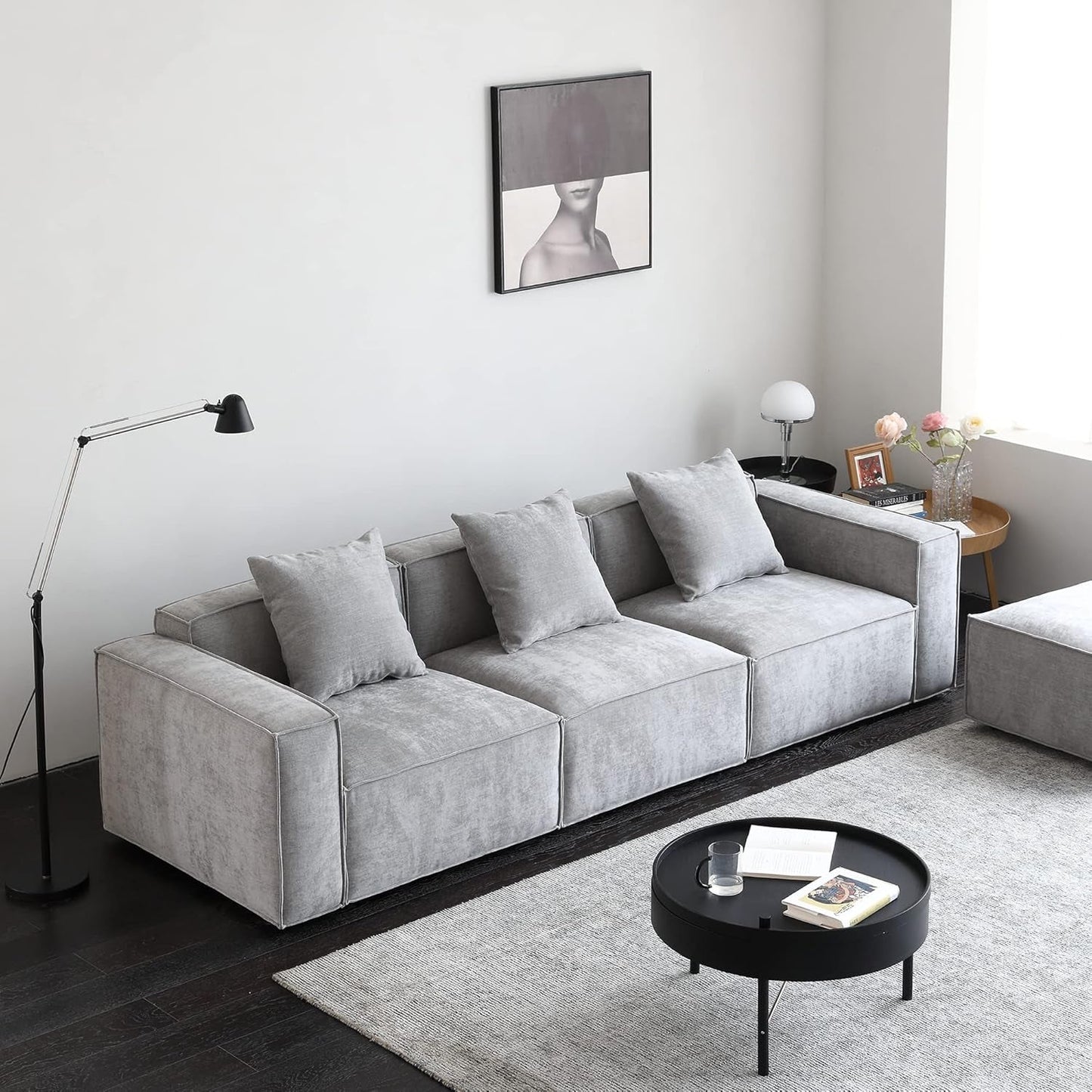 Grey Modular Sectional Sofa Set With Ottoman And Chaise ShipItFurniture
