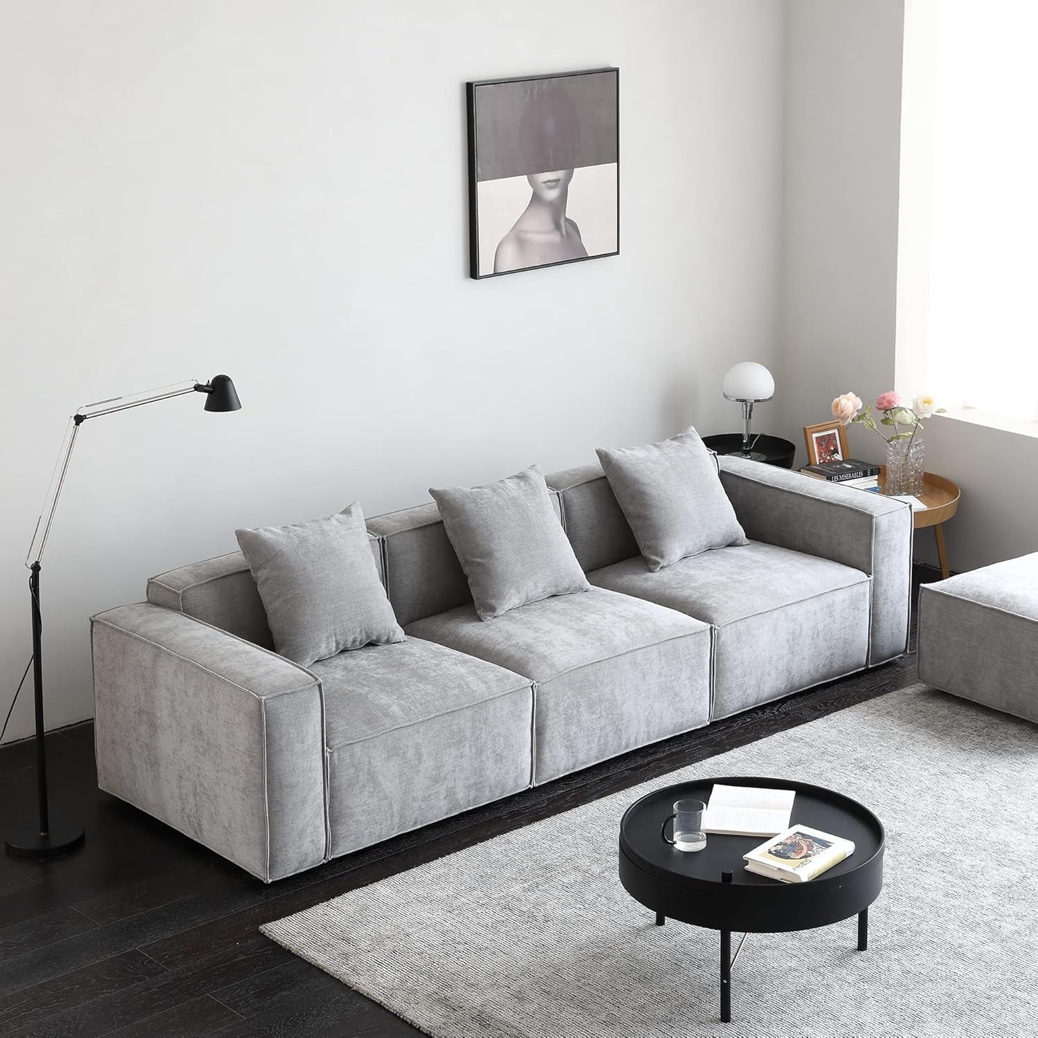 Grey Modular Sectional Sofa Set With Ottoman And Chaise ShipItFurniture