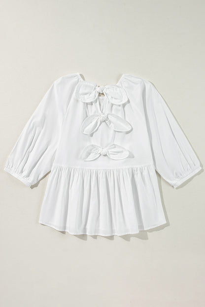 Paula Bow Knot Cutout Back Blouse