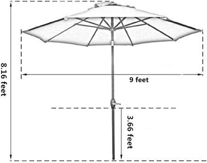 9' Patio Umbrella Outdoor Table Umbrella with 8 Sturdy Ribs (Red) ShipItFurniture