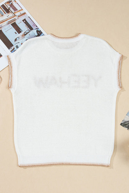 YEEHAW Stitch Edge Crew Neck Sweater Top