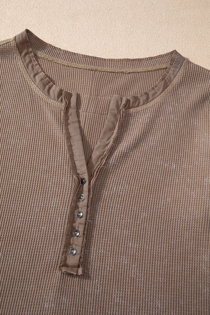 Zahra Waffle Knit Neckline Long Sleeve Top