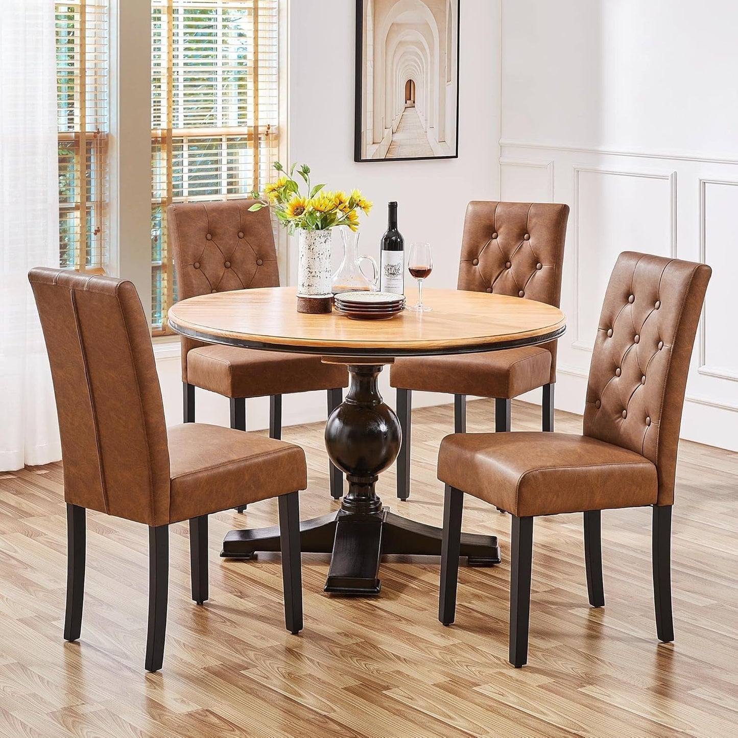Dining Chairs High Back Dining Room Chairs Parsons Chair Kitchen Chairs Set of 2 Dining Chairs Side Chairs for Home Kitchen Living Room, Retro Brown ShipItFurniture