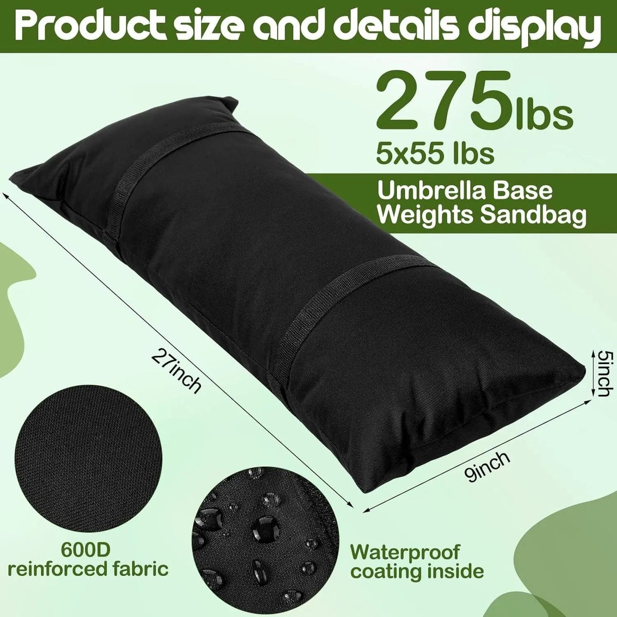 5pcs 55lb Umbrella Base Weights Sandbags Outdoor - Get it from Bo