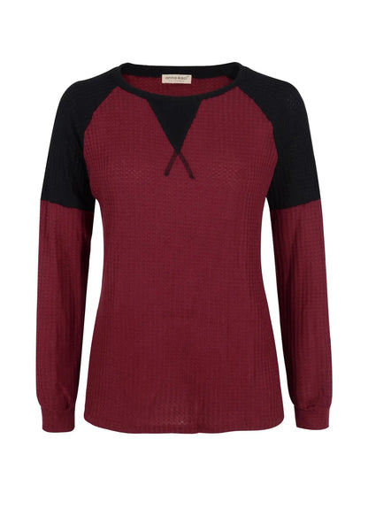 Two Tone Waffle Knit Crewneck Sweater Anna-Kaci Wholesale
