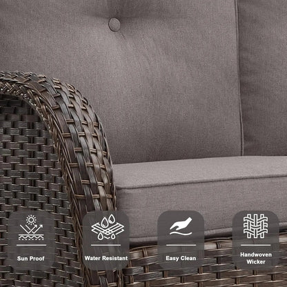 6 Piece Patio Conversation Sets - Wicker Patio Furniture Sets with Outdoor Swivel Rocker Chairs Outdoor Couch Perfect for Deck Patio Backyard, Brown Wicker Grey Cushion - Get it from Bo