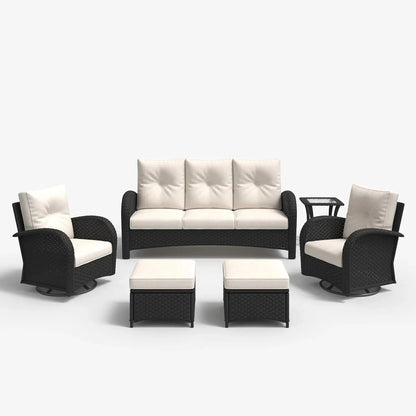 6 Pieces Outdoor Patio Furniture Set, Rattan Wicker Sectional Swivel Rocker Chairs Sets - Get it from Bo