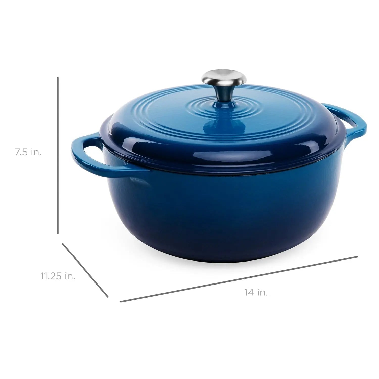 6 Quart Large Blue Enamel Cast-Iron Dutch Oven Kitchen Cookware - Get it from Bo