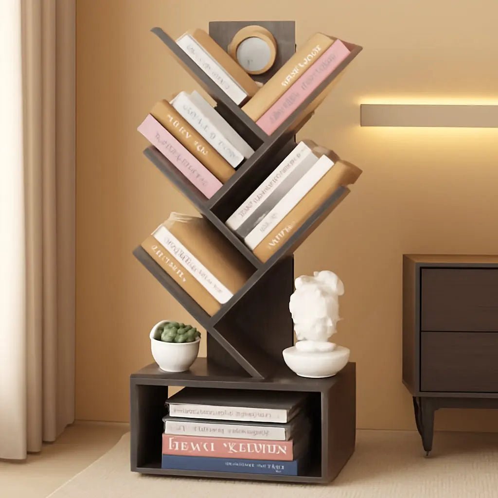 6 Tier Tree Bookshelf Bookcase With Drawer Grey Office - Get it from Bo