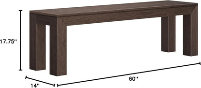 60 Inch Dining Bench for Dining Room, Bench for 72 Inch Table Kitchen Dining Seat, Wooden Outdoor Bench, Solid Wood Entryway Bench, Walnut Wirebrush - Get it from Bo