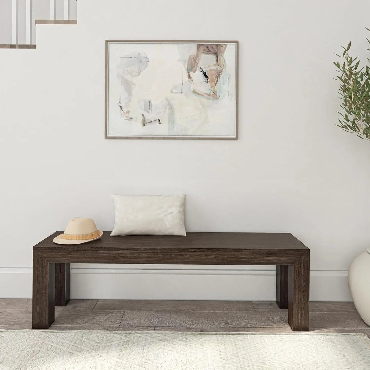 60 Inch Dining Bench for Dining Room, Bench for 72 Inch Table Kitchen Dining Seat, Wooden Outdoor Bench, Solid Wood Entryway Bench, Walnut Wirebrush - Get it from Bo
