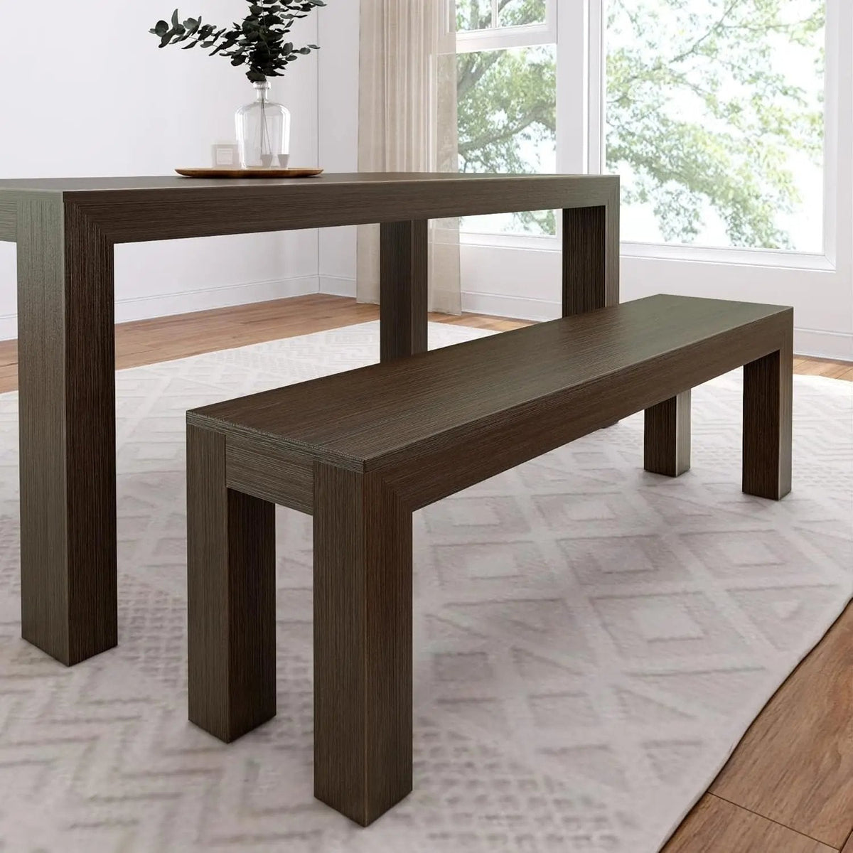 60 Inch Dining Bench for Dining Room, Bench for 72 Inch Table Kitchen Dining Seat, Wooden Outdoor Bench, Solid Wood Entryway Bench, Walnut Wirebrush - Get it from Bo