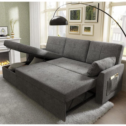 Gray Sectional Sleeper Sofa With Storage Chaise Bed ShipItFurniture