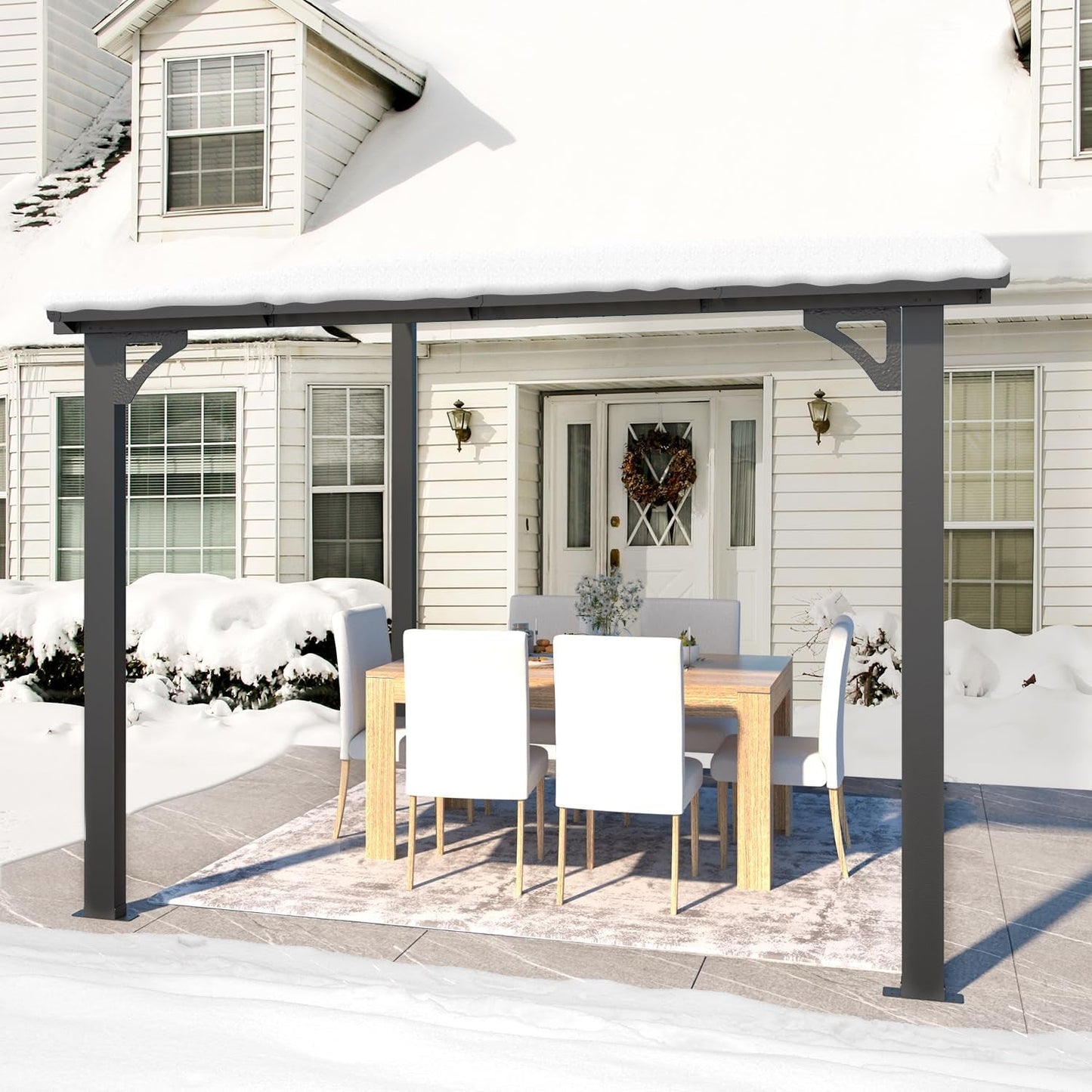 8x8 Wall-Mounted Gazebo Lean To Patio Clearance ShipItFurniture
