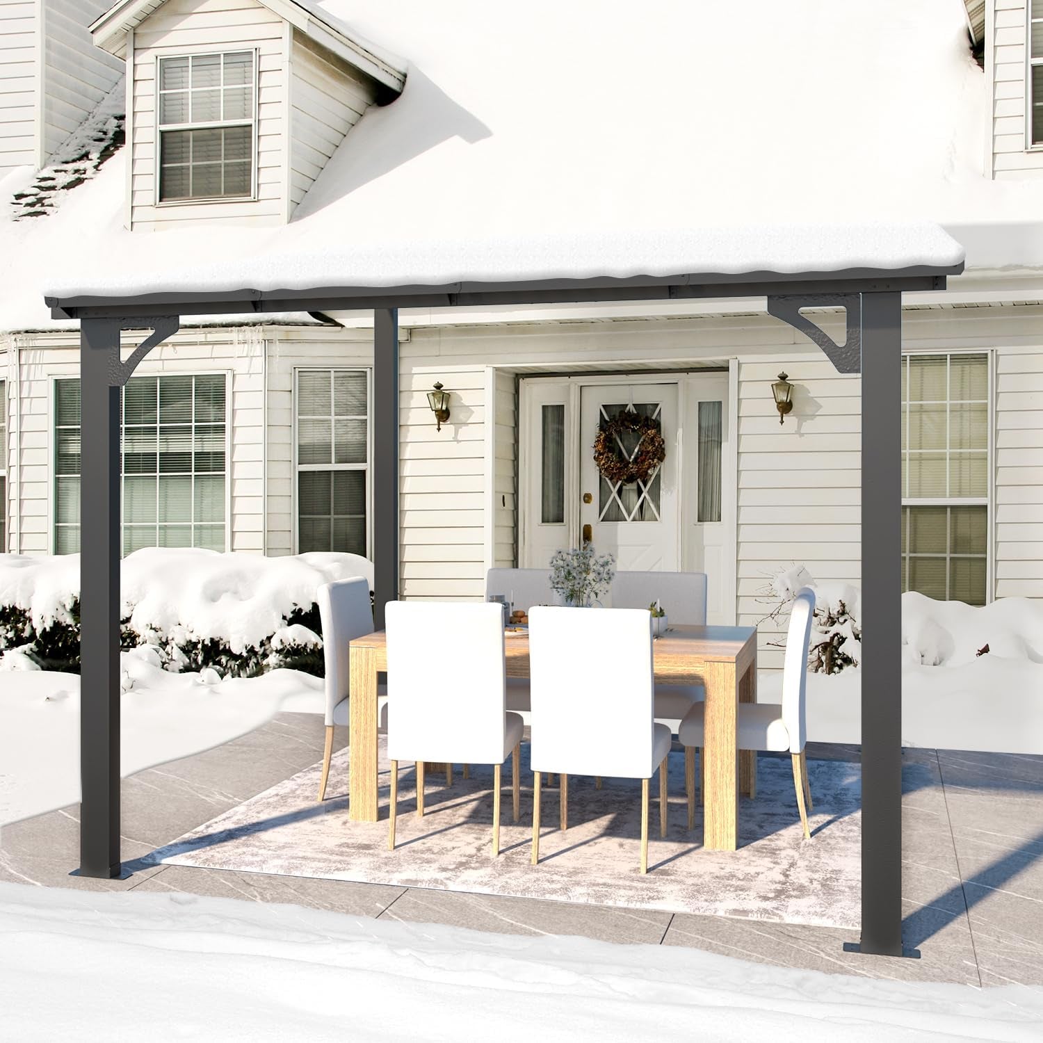 8x8 Wall-Mounted Gazebo Lean To Patio Clearance ShipItFurniture