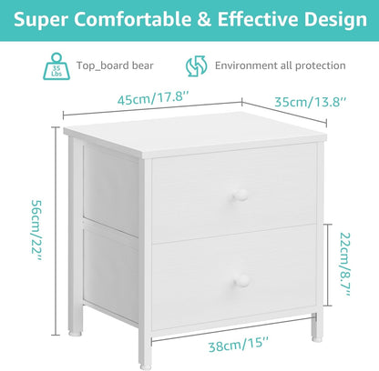 White Nightstands with 2 Drawers ShipItFurniture