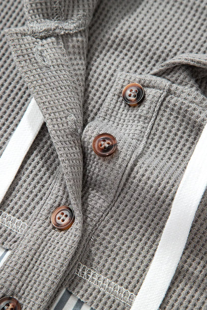 Taytum Patchwork Drawstring Hooded Long Sleeve Top