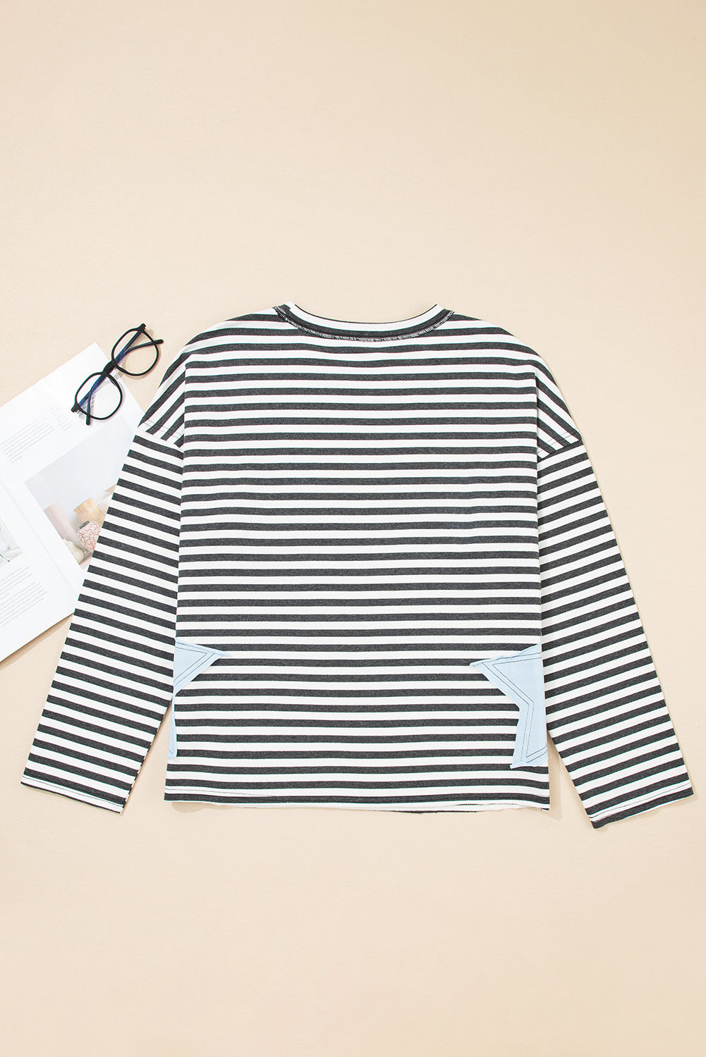 Morgan Stripe Starry Patch Casual Knit Top