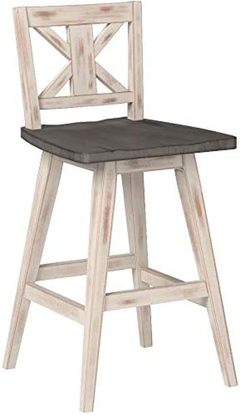 Amsonia Counter Height Swivel Barstool Set 2 White ShipItFurniture