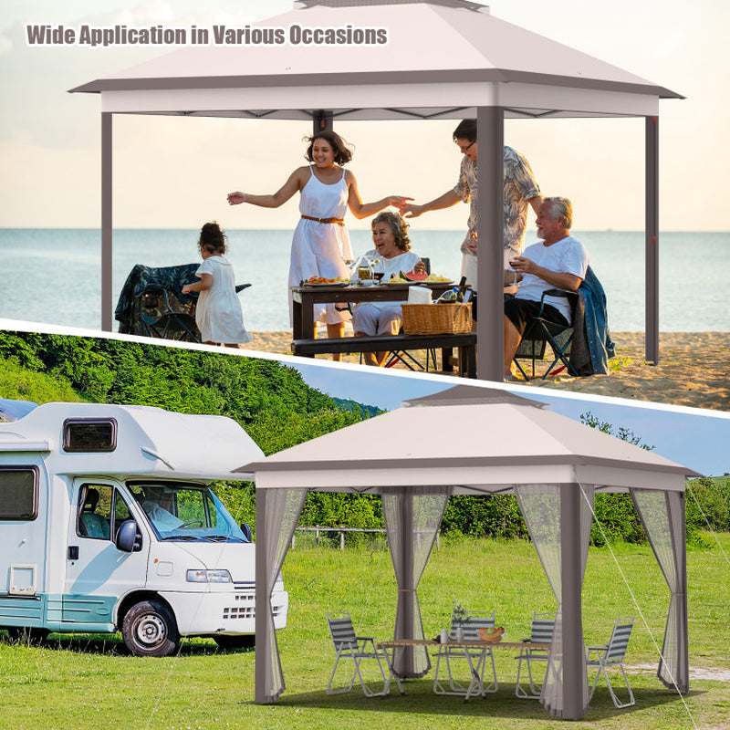 11 X 11 Feet 2-Tier Pop-Up Gazebo Tent Portable Canopy Shelter Carry Bag Mesh ShipItFurniture